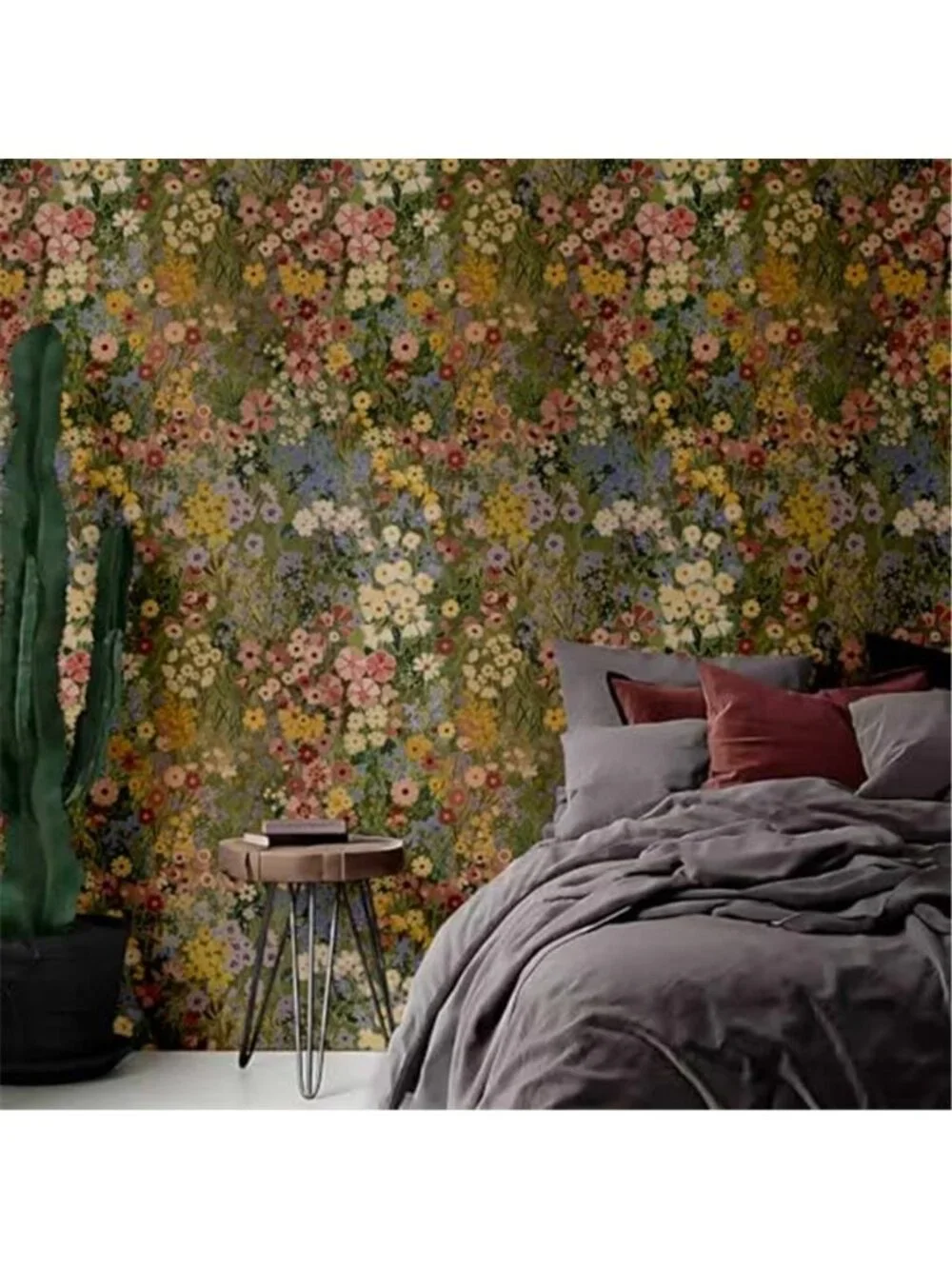 Peel Stick Wallpaper Removable Boho Floral Green Vinyl Waterproof Bedroom